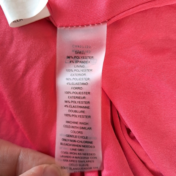 Vince Camuto Pink Scuba Crepe Notch-neck Ruffle Sleeve Shift Dress Size 16 - Picture 6 of 7